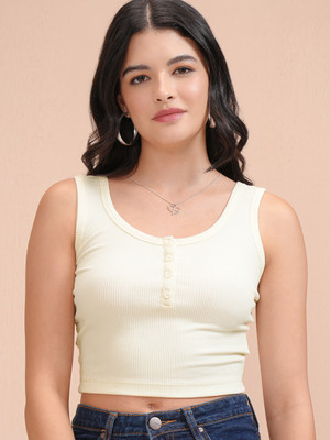 Tokyo Talkies Casual Solid Women White Top