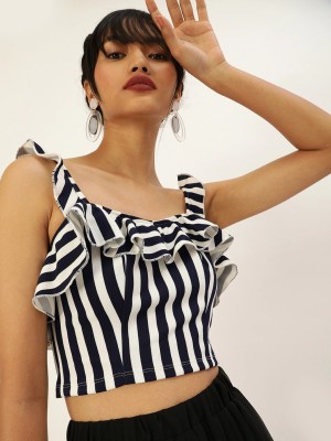 VENI VIDI VICI Casual Striped Women Blue Top