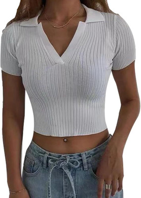 YLCOMPANY Casual Solid Women White Top