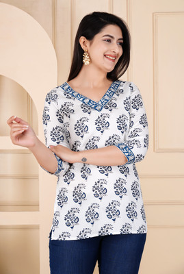zela Casual Printed Women Blue Top