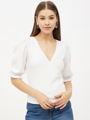 HARPA Casual Solid Women White Top