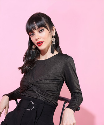 Tokyo Talkies Party Solid Women Black Top
