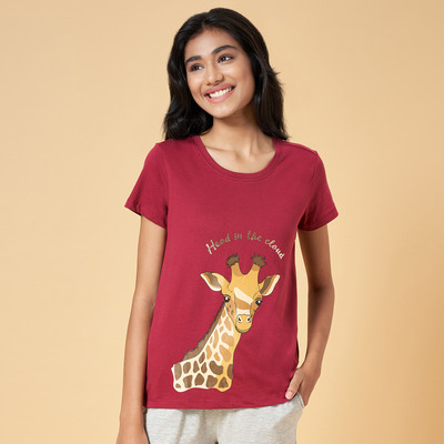 Dreamz by Pantaloons Casual Printed Women Maroon Top