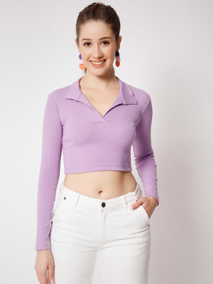 COLOR CAPITAL Casual Solid Women Purple Top