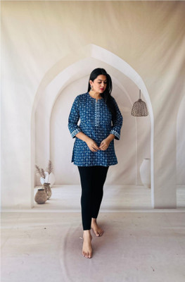 craftwell studio Casual Printed Women Blue Top