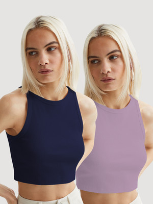 METRONAUT Casual Self Design, Solid Women Dark Blue Top
