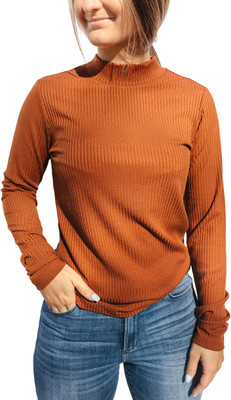 CRAMPLE Casual Solid Women Orange Top