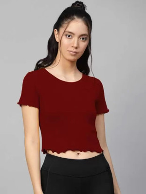 Whitewhale Casual Solid Women Maroon Top