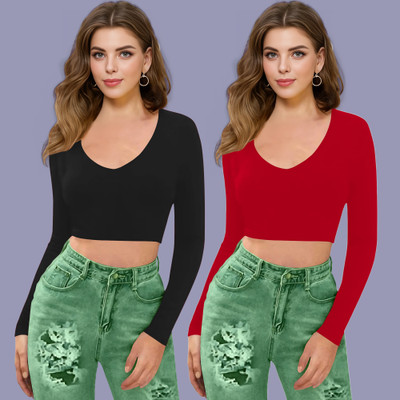 Maheshvi Casual Solid Women Red Top