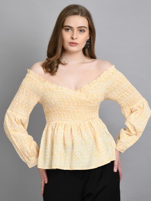 PRETTY LOVING THING Casual Solid Women Yellow Top
