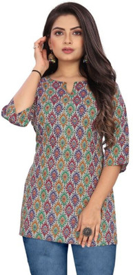 TopShopSurat Casual Printed Women Grey Top