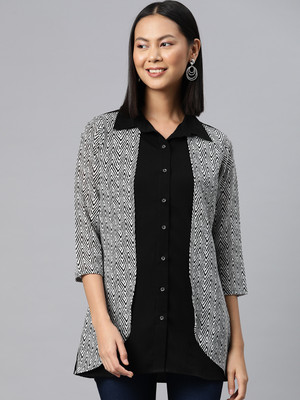 Cottinfab Casual Solid Women Black Top