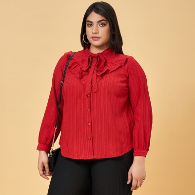 Honey Curvytude by Pantaloons Casual Solid Women Red Top