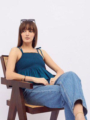 Dressberry Casual Solid Women Green Top