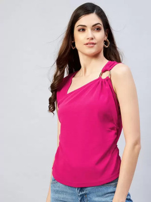 Moshe Casual Solid Women Pink Top