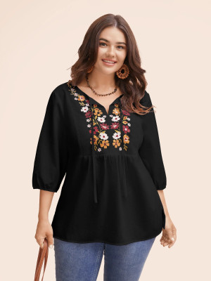 SHREE SHYAM FASHION Party Embroidered Women Black Top