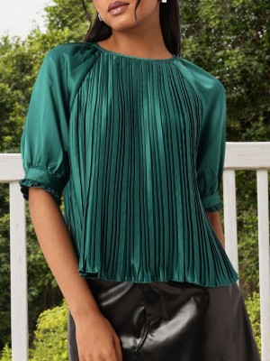 Dressberry Casual Striped Women Green Top