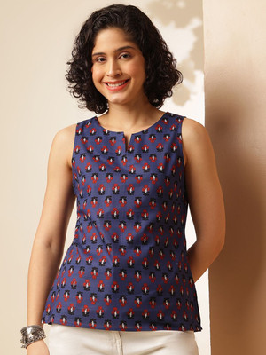 ANOUK Casual Printed Women Blue Top