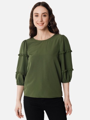 ALL WAYS YOU Casual Solid Women Green Top