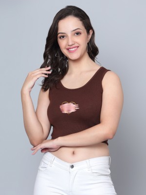 TeeWink Casual Solid Women Brown Top