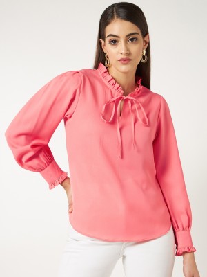 ZIMA LETO Casual Solid Women Pink Top