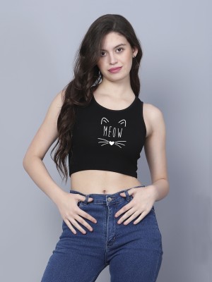 Fashion And Youth Casual Printed Women Black Top