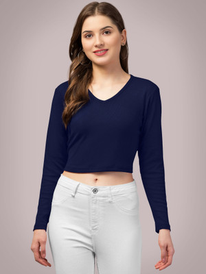 Maheshvi Casual Solid Women Dark Blue Top