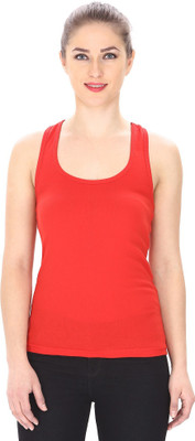 Trudam Casual Sleeveless Solid Women Red Top