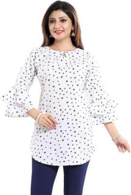 HIALTO Casual Printed Women White Top