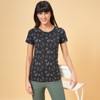 Honey By Pantaloons Casual Printed Women Black Top