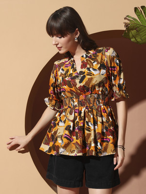 LookShine Casual Printed Women Brown Top