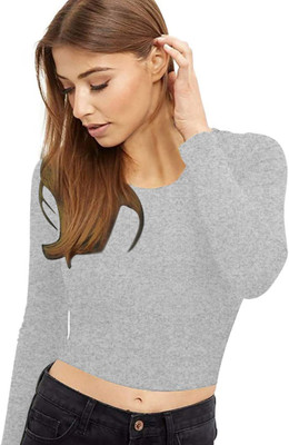 AD2CART Casual Solid Women Grey Top