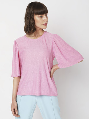 VERO MODA Casual Solid Women Pink Top