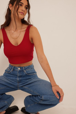 Redamancii Casual Solid Women Red Top