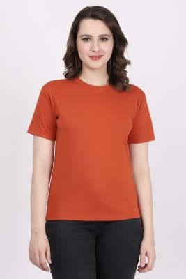 CANIDAE Casual Solid Women Orange Top