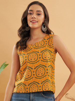 InWeave Casual Printed Women Yellow Top