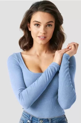 Fashion Passion India Casual Solid Women Blue Top