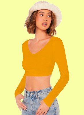 Maheshvi Casual Solid Women Yellow Top