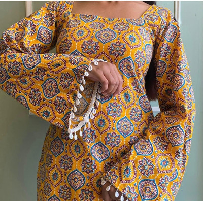 KUNJOO Casual Printed, Ethnic Motifs Women Yellow, Multicolor Top
