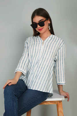 Gul West Casual Striped Women Blue Top