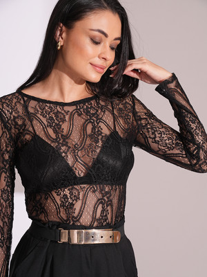 Globus Party Self Design Women Black Top