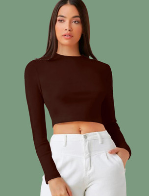 Dream Beauty Fashion Casual Solid Women Brown Top