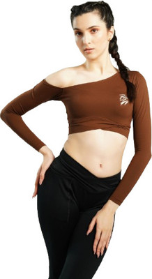 MAKEITPOSSIBLES Casual Solid Women Brown Top