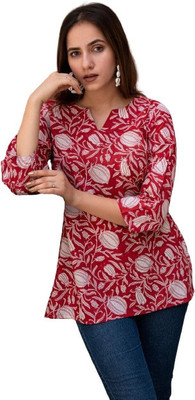HouseOfCommon Casual Printed Women Maroon Top