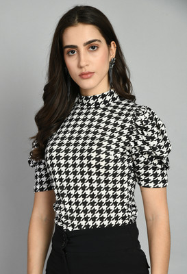 SAKSHI TRADER Casual Printed Women Black, White Top