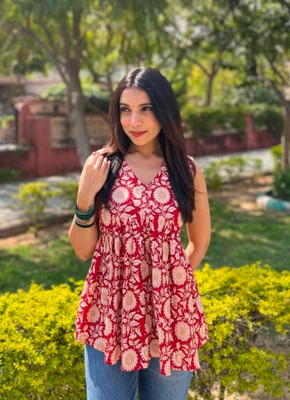 NOV Casual Printed Women Red Top