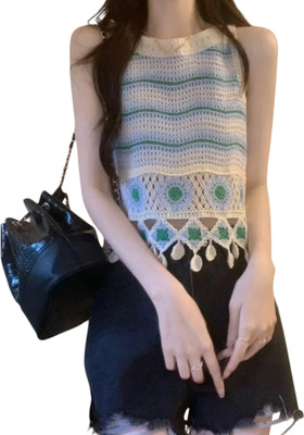 Laxmi Empire Casual Solid Women White, Green Top