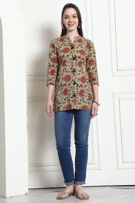 Aaradhya Fashion Party Printed Women Beige Top