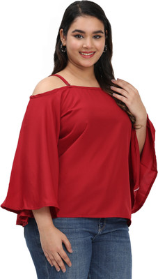 HouseOfCommon Casual Solid Women Maroon Top