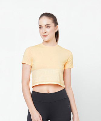Laasa Sports Casual Solid Women Yellow Top